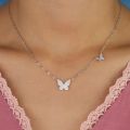 cute lovely aminimal design micro pave cz 2pc butterfly charm necklace trendy women jewelry. 