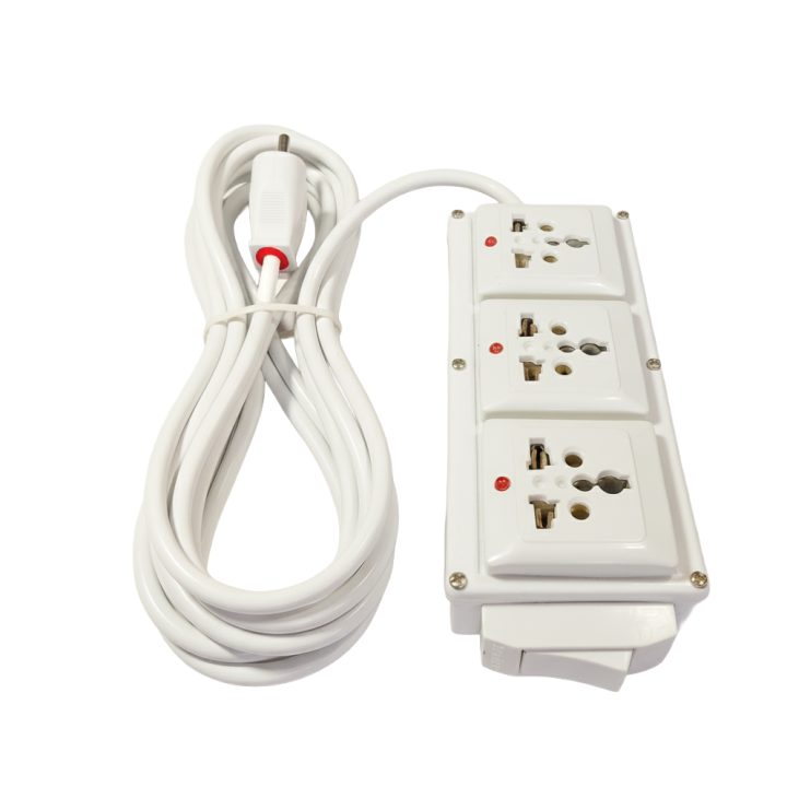 Extension Board with Three 3 Pin Sockets On Off Switch Button 4ft, 6ft ...