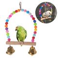 UK bird toys 3pcs Bird Play Gym Set, Parrot Exercise Toys with Beaded Hoop, Wooden Ladder, and Swing, Crude Wood Bird Perch, for Parakeets and Other Small Birds. 