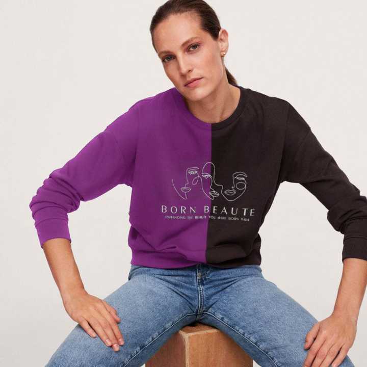 ELO - Safina Women's Born Beaute Printed Panel Style Sweat Shirt
