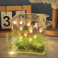 Transparent Packaging Tulip Night Light Compact Size Versatile Decor Handcrafted Handmade LED Light DIY Kit LED-illuminated Flower Knows Box for Living Room  Creative Gift Home Atmosphere Night-. 