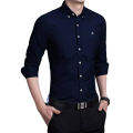 Men's Oxford Thai-Chambray Premium Quality Formal Shirt-Dark Blue. 