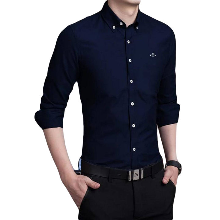 Men's Oxford Thai-Chambray Premium Quality Formal Shirt-Dark Blue