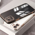 Hontinga for Itel S23 Back Cover Free Strap Luxury 6D Plating Frame Shiny Bling Case Soft Silicone Square Mobile Cover. 