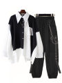 Imported Korean Street Style Outfit Shirt and Cargo Pants Two-piece Suits. 