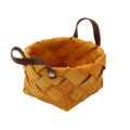QUANBU 4 Pcs Hand Woven Bread Fruit Storage Basket Wood Chip Woven Storage Box Japanese Round Food Tray. 