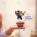 Pack of 12 Minecraft Theme Cupcake Toppers, Baby Boy & Girl Birthday Party Celebration & Perfect Birthday gift. 