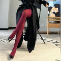 Song Hye Kyo's same burgundy stockings are slightly pressed tight leggings in spring and autumn matte impermeable meat pantyhose. 
