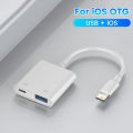 OTG Adapter For iPad iPhone 13 12 11 14 Pro Max XS XR 8 Plus 2 in 1 USB3.0 Converter Cable for Mouse Keyboard Camera Card Reader. 