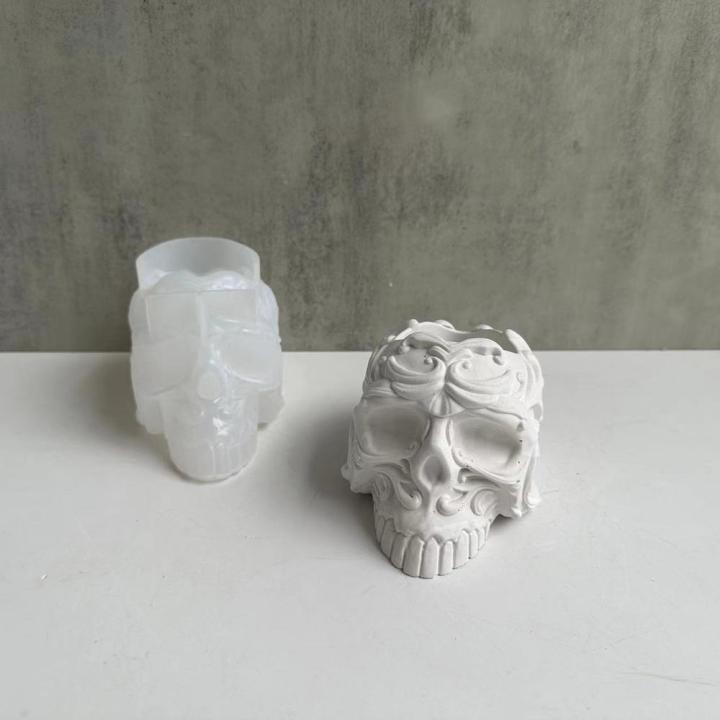 Epoxy Resin Skull Mold DIY Craft Handmade Mold Cement Mold Flowerpot Mold Silicone 3D Shape Resin Mold for Home Decor Garden