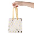 Small Gift Bags with Ribbon Handles Gold Mini Gift Bag,(Metallic Dots 16 Pack Bulk). 