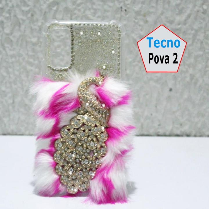 Tecno Pova 2 Back Cover Pouch - Pova2 Pro Cover for Girls - 2Gud Fancy Mobile Cover Case - Pink