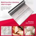 Dough Pastry Scraper/Cutter/Chopper Stainless Steel Mirror Polished with Measuring Scale Multipurpose Cake Pizza Bread Cutter. 