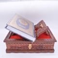 Handcrafted Wooden Quran Box with Stand (Rahal) - Quran Holder, Islamic Book Stand - Islamic Gift for Muslims | Carved Wooden Quran Stand | Adjustable | Wooden Items. 