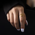 Hot Sale Factory Direct Gold Plated Stainless Steel Letter M design Initial Rings Jewelry Rings With Charms For Women. 