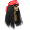 [ New ] Pirate Wig Men and Women Dress up Black Curly Hair coplay Caribbean Captain Jack Pirate Hat. 