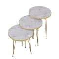 STM 3 Legs Table With Marble Texture Wooden Top Single Piece and 3 pieces Set. 