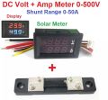 DC Solar Meter DC 0-500V 50A Voltmeter + Ammeter DC Solar Meter Voltage Current Indicator LED Dual display Amp Volt Meter Tester. 