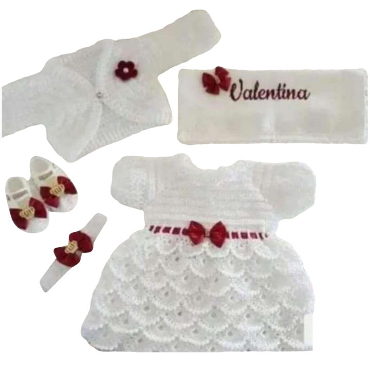 Woolen Baby Frock, Crochet Frock Full Set (Every Size And Color Available)