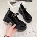 Korean Small Leather Shoes Women's Korean-Style Daily Big round Toe jk Uniform ins Black Retro lo Thick Bottom Mary Jane Shoes. 