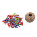 200 Pcs Natural Wooden Mini Clothespins Clip Peg with 1 Roll 50 Meter Jute Twine. 