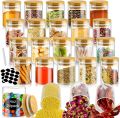 Mini Glass Spice Jars with Bamboo Lids 4oz, 24pcs Bamboo Spice Jars with Rewritable Labels and Pen, Round Spice Jars for Kitchen, Empty Glass Jars.... 