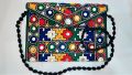 Pakistani Traditional Embroidered Vintage Hand Bag PURSE Size 10x7 Inches with Shoulder Strap For Female Girls Women Cultural Party Wear Bag Sindhi Balochi Pashtun Multicolor Hand Made Mirror Work. 