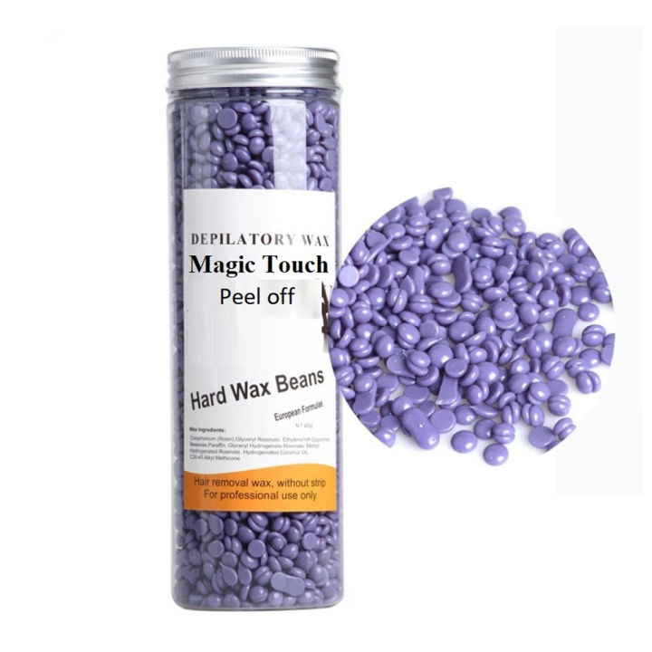 Stripless Hair Removing Wax Magic Touch All Skins Wax Beans for Face Body Legs - 400g Big Jar Peel off  Wax