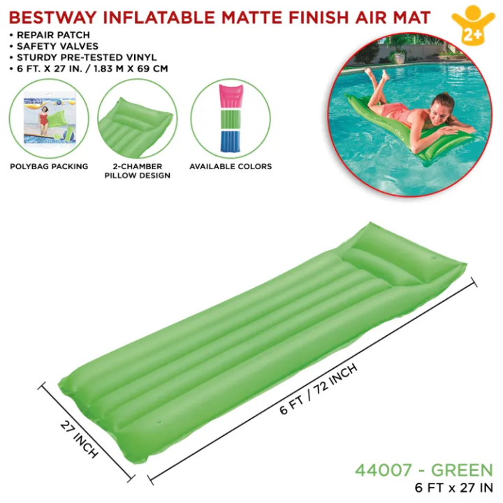 6%20Ft%20Bestway%20Inflatable%20Matte%20Finish%20Swimming%20Pool%20Air%20Mat%20For%20Kids%20&%20Family,%2072%20Inch%20Inflatable%20Pool%20Float%20Raft%20Large%20Summer%20Outdoor%20Float%20Lounge%20Swimming%20Pool%20Mattress,%20Air%20Wave%20Multi%20Colors%20Mat%20For%20SunKissed%20Pool%20Time%20-%20Image%202