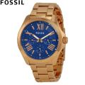 Fossil Gold Steel Bracelet Blue Dial Chronograph Watch for Women- AM4566. 