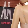 Invisible Adjustable Metal Hooks Transparent Bra Straps - 1-3 Pairs, Strong Shoulder Support. 