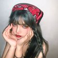 Punk Goth Harajuku Kpop Y2k Headband Red Pink Heart Bear Hair Accessories Cute Kawaii Bandana Square Scarf. 