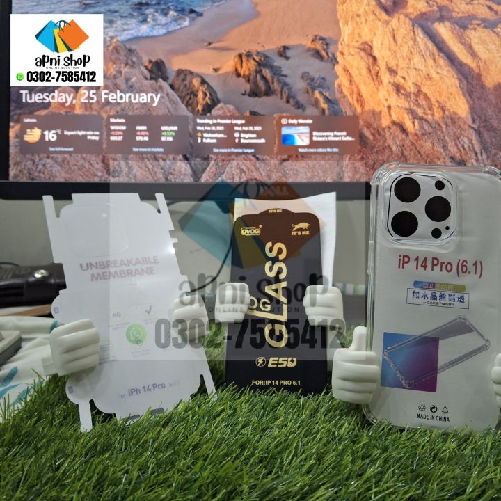 (3-in-1) iPhone XS MAX - OG Glass Screen Protector, Unbreakable Back Membrane & Transparent Silicone Case