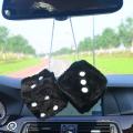 Furry Car Dice Ornament Trendy Decorative Fluffy Rearview Mirror Dice Soft Spotty Fluffy Dice For Car Accessory Vehicle. 