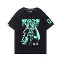 Anime Hatsune Miku Cotton T-shirt Cartoon Couple Print Short-sleeved T-shirt Women and Men Harajuku with Style Couple Loose. 