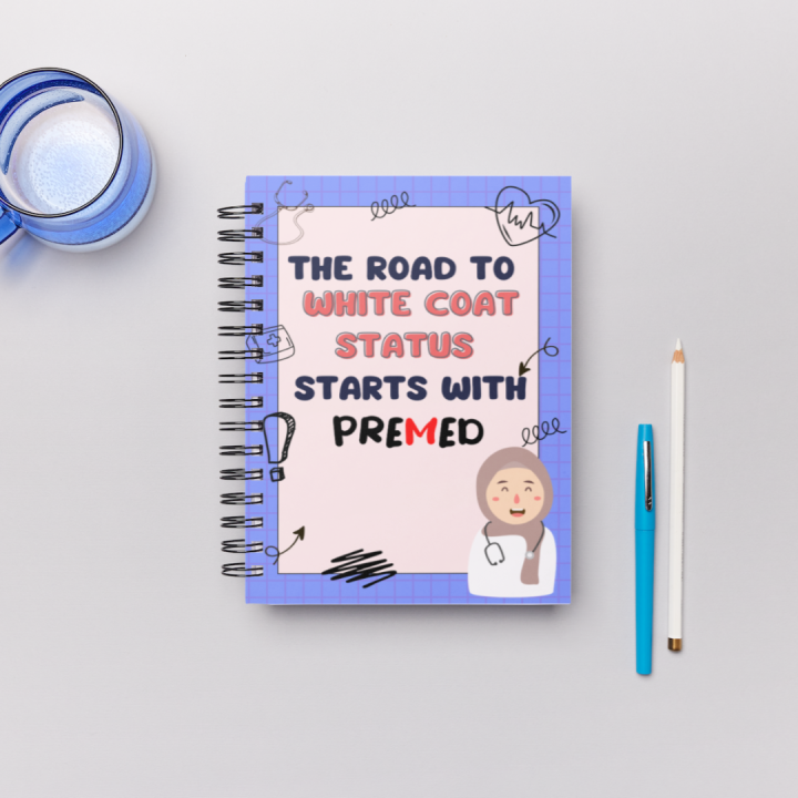 A5 Notebook - Road to White Coat - For University , College , Med-Students(Her)- Super Fine Paper