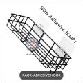 Kitchen Organizer Rack with Hooks - Wall-Mounted Metal Storage Shelf for Spices, Jars, and Utensils. 