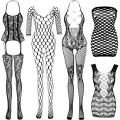Full Body Stocking for Women – Black Flexible Nightwear, Sexy Fishnet Bodysuit, Free Size, Random Designs. 