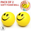 Pack Of 2 Soft Foam Smiley Emoji Balls for Kids - High Density Foam Ball For Over 3 Years Old Kids Soft Lightweight Easy To Grip Indoor Training Ball. 