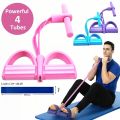 4-Tube Pedal Resistance Band – powerfull Multi-Function Elastic Pull Rope for Abdominal, Arm, & Waist Exercise | Portable Home Gym Fitness Equipment resistence band for Men & Women | Non-Slip Foot Pedal Sit-Up Exerciser for Weight Loss & Body Shaping. 