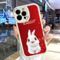 Hontinga for Redmi Note 9 Back Cover PU Leather Cute Rabbit Case Soft Silicone Edge Phone Cases. 