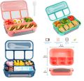 4 Compartments Bento Box With Fork, Kids Lunch Box with Accessories, Lunch Box, Kids School Tiffin Box. 