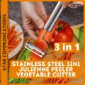 High Quality Stainless Steel 3 in 1 Fruit Peeler Julienne Vegetable Cutter, Peeler Multifunction Julienne Peeler Vegetable Peeler Double Planing, Julienne Peeler Double Sided Blade Stainless Steel, Cutter Slicer, Fruits, Vegetables. potatoes peeler. 