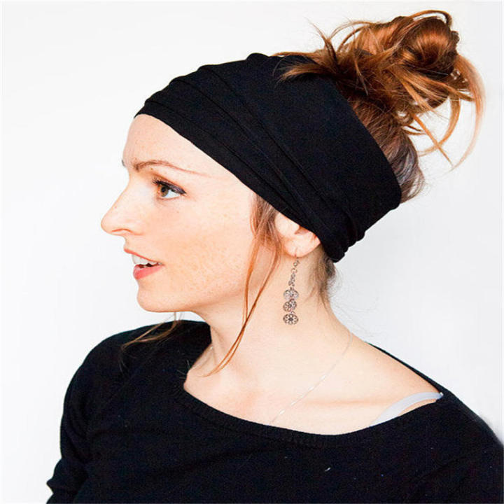 Extra wide Yoga headband Breathable Elastic Fold Hair band Ladies Wide Sports turban for Yoga Sports Outdoor activities Exercise Fashion accessory