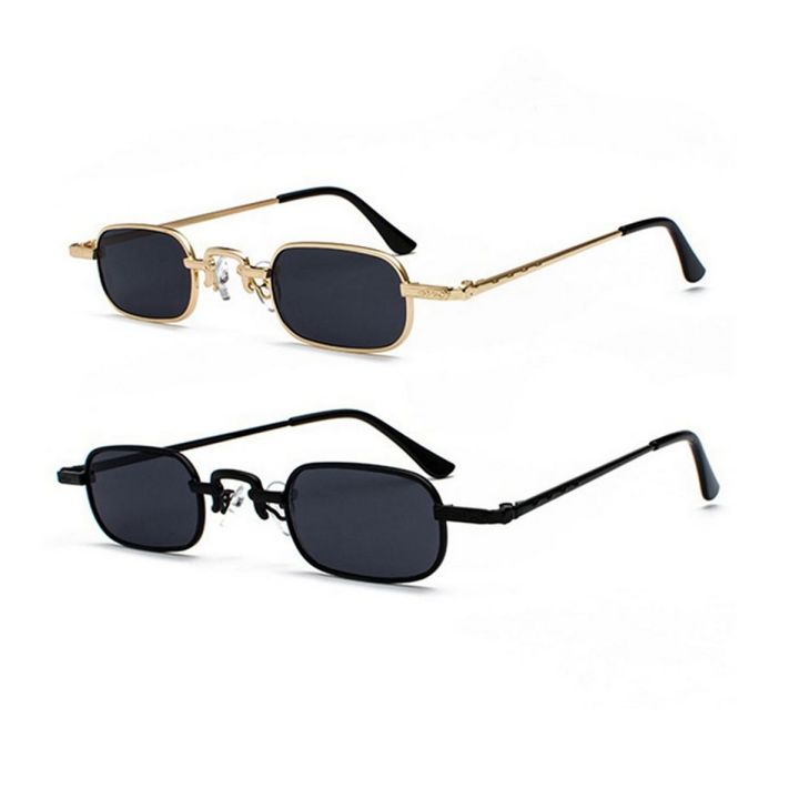 Retro Punk Glasses Clear Square Sunglasses-Black Gray & Gold