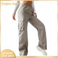 Enigma- Women Cargo Pants Women's Spring Cargo Pants with Elastic Waist Pockets Casual Korean Streetwear Joggers for Women Cargo Trousers. 