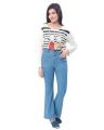 Light Blue Flared Fit Palazzo Jeans for Women - MD-048-A. 