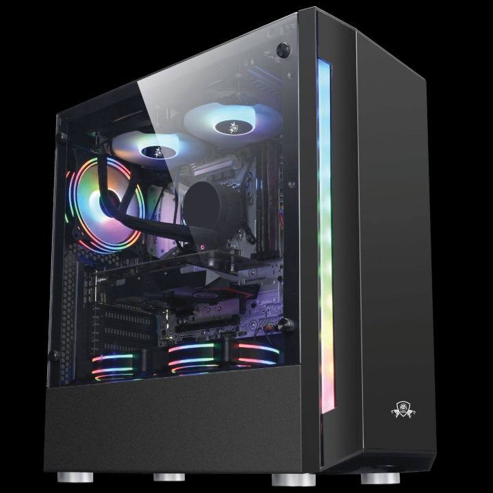 DEFENDER BLACK GAMING PC CASE WITH 3 RGB DUAL FRONT RGB STRiP