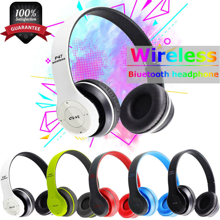 P47 Wireless Bluetooth Foldable Headset With Microphone 5.0+EDR Wireless Headphones With AUX / FM Radio / SD Card Slot
