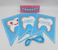 GOT MY FIRST TOOTH BANNER IN BLUE COLOR WITH RIBBON LACE. 